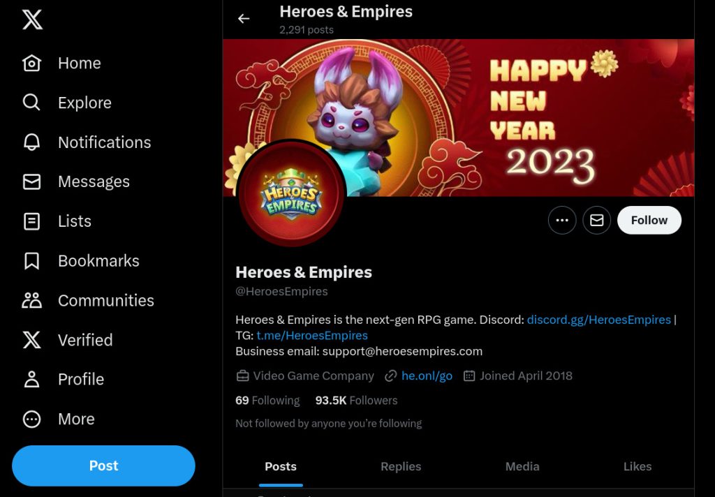 Heroes & Empires Official Twitter Page